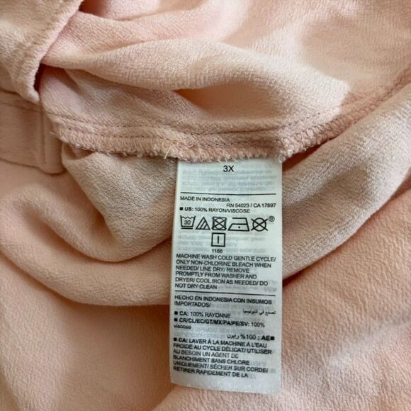 Old Navy Shirt Women's 3X Pink Button Up Collared Preppy Sheer Casual Top - Picture 7 of 8